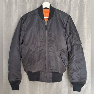 Alpha Industries MA-1 Bomber Jacket Gray Orange Liner USAF Size SMALL